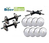 BODY MAXX 20 kg Steel Plates with Steel Dumbell rods (14 inch) for Home Gym 